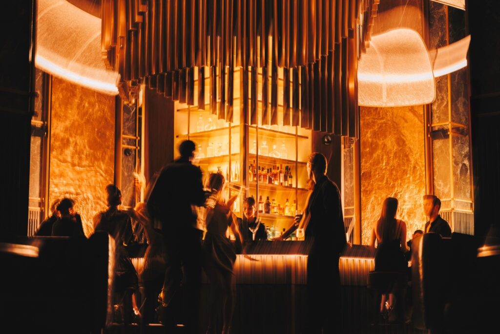 The bar, where the room's late-night register starts to show." Credit: Nobu One Za'abeel. Source: nobuonezaabeel.com